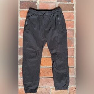 Benjamin Black men's black nylon cargo jogger pants